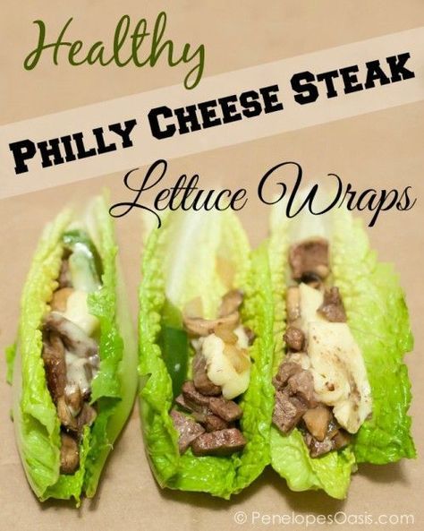 Healthy Philly Cheese Steak, Steak Lettuce Wraps, Cheese Steak Sandwich Recipe, Salat Wraps, Lettuce Wraps Recipe, Steak Wraps, Philly Cheese Steak Recipe, Cheesesteak Recipe, Lettuce Wrap Recipes