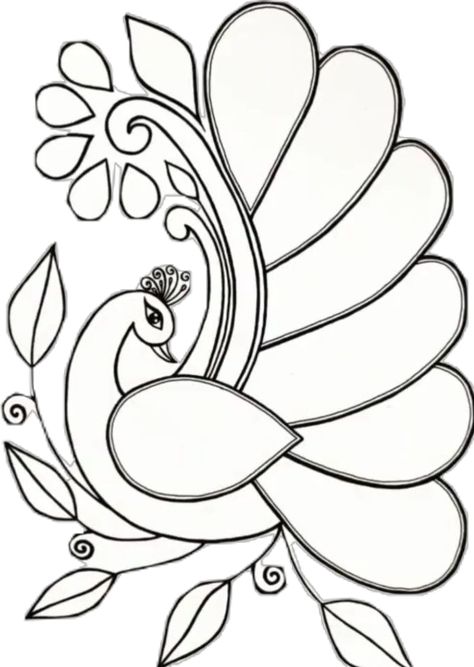 Peacock Embroidery Designs, Modern Hand Embroidery Patterns, Flower Pattern Drawing, Embroidery Hoop Art Diy, Simple Hand Embroidery Patterns, Birds Embroidery Designs, Fabric Paint Designs, Simple Embroidery Designs, Rangoli Designs Flower