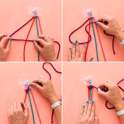 Follow this tutorial to DIY a cotton cord bracelet. Cotton Cord Bracelet Diy, Diy Kids Birthday Party, Cord Bracelet Diy, Creative Homemade Gifts, Friendship Crafts, Diy Crafts For School, Cotton Cord Bracelet, Cord Necklaces, Diy Crafts For Teen Girls