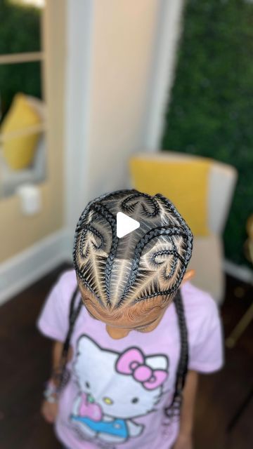 Heart Braids Ponytail, Kid Stitch Braid Styles, Kids Braids With Curls, Kid Cornrow Styles, Heart Cornrows Braids, Braided Cornrow Hairstyles For Kids, Canerow Styles, Maya Hairstyles, Kids Lemonade Braids