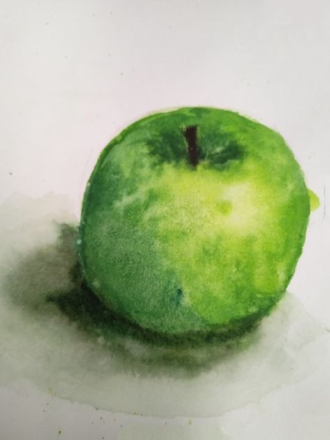 Apple Watercolor Painting, Apple Watercolor, Watercolor Painting Easy, Apple Painting, Painting Easy, Green Apple, Watercolor Painting, Watercolor Paintings, Paint