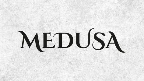 The second version of the medusa's logo, made specifically for the web. 
S made to look like a snake. Medusa Word Tattoo, Snake Enclosure, Roman Letters, Medusa Art, Scary Drawings, Medusa Tattoo, Print Design Art, Witchy Wallpaper, Perfume Design