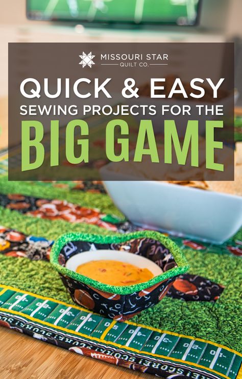 Sewing Projects for the Big Football Game! Football Table Runner Quilted, Football Sewing Projects, Football Table Runner, Easy Quilting Projects, Football Quilt, Tailgate Table, Sports Quilts, Easy Quilting, Missouri Quilt