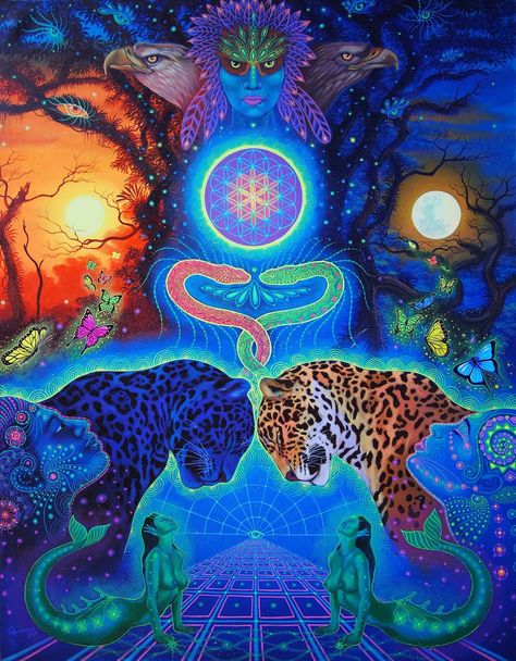 Artwork: by Ruvexen Arte Yoga, Consciousness Art, Psy Art, Shiva Shakti, Spirited Art, Mystical Art, Visionary Art, Trippy Art, Leopards