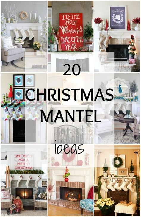 20 AMAZING Christmas Mantel Ideas via www.ablissfulnest.com Christmas Mantles Ideas Fireplaces, Christmas Mantel Ideas, Diy Christmas Fireplace, Christmas Mantles, Christmas Fireplace Mantels, Hampshire House, Fireplace Mantles, Mantel Decorating, Mantel Ideas