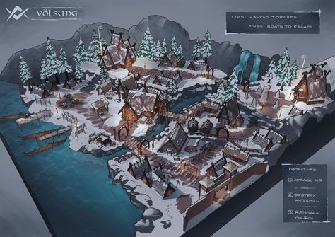 Town Layouts, Island Drawing, Fantasy Environment, Feng Zhu, Nordic Architecture, Fantasy City Map, Village Map, Viking Village, Map Minecraft