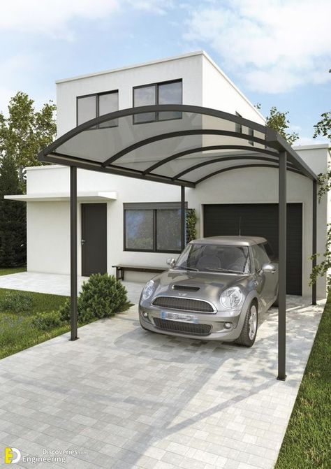 Carport Aluminium, Car Porch Design, Building A Carport, Modern Carport, Car Shed, Car Porch, Pergola Carport, Car Shelter, Garage Exterior