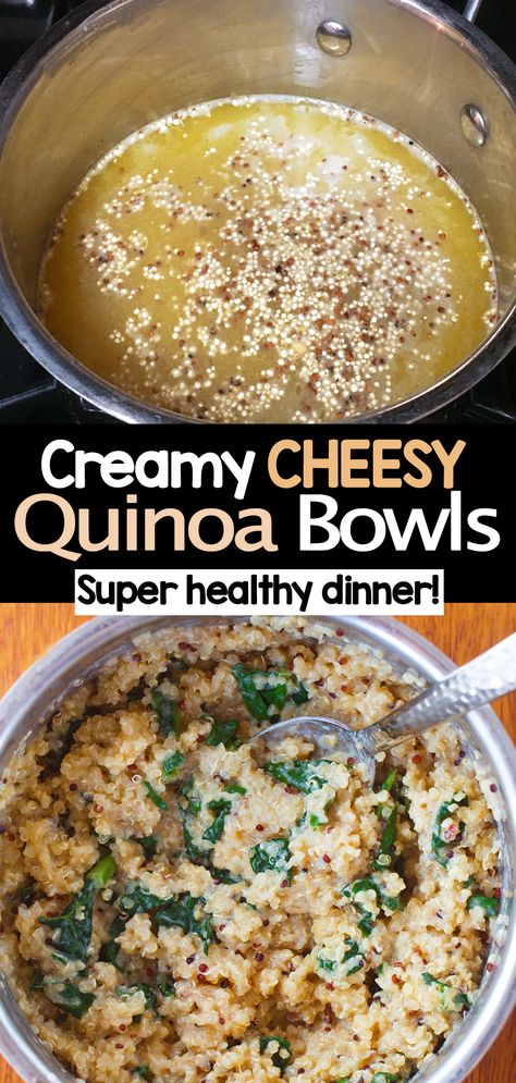 Cheesy Quinoa Recipes, Rice And Quinoa Recipes, Quinoa Bowl Recipes, Creamy Quinoa, Recipes Meatless, Cheesy Quinoa, Vegan Quinoa Recipes, Meal In A Bowl, Hclf Vegan