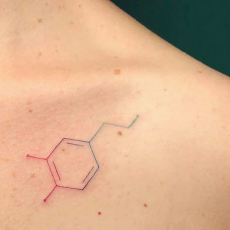 Follow The Dopamine Tattoo, Noradrenaline Tattoo, Dopamine Tattoo Ideas, Dopamine Tattoo Flower, Chemistry Tattoos, Cool Space Tattoos, Dopamine Tattoo, Serotonin Tattoo, Chemistry Tattoo