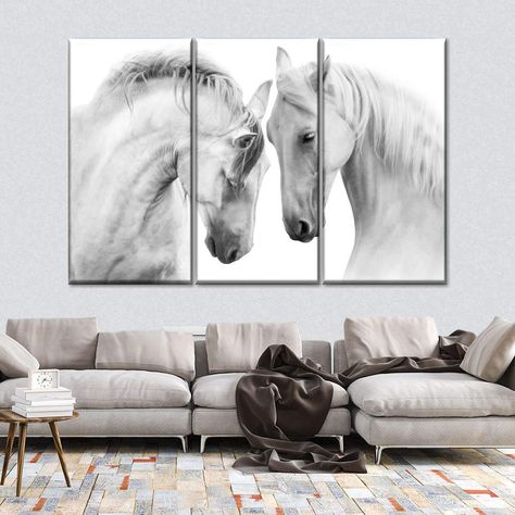 Couple White Horses Wall Art | ElephantStock Horses Wall Art, Horse Couple, Couple Wall Art, Couples Wall Art, Horse Wall Art, Horse Wall, Sunset Canvas, White Horses, White Horse