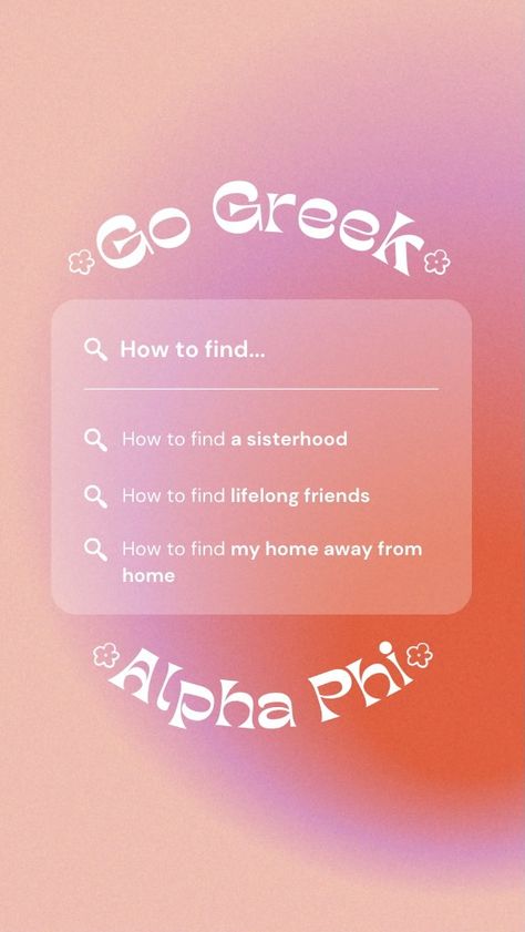 Sorority Profile Picture Ideas, Sorority Instagram Feed, Panhellenic Recruitment Graphics, Sorority Recruitment Flyer, Recruitment Registration Graphic, Graphic Design Sorority, Alpha Phi Graphic Aesthetic, Go Greek Graphics, Sorority Recruitment Graphics