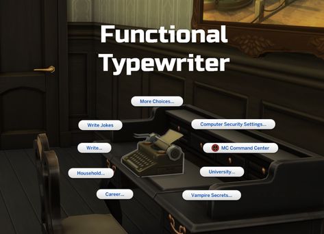 Sims 4 Cc Typewriter, Sims 4 Typewriter, Ts4 Functional, Sims 4 Functional Objects, Sims Historical, Sims 4 Functional, Writing Machine, Computer Security, Los Sims