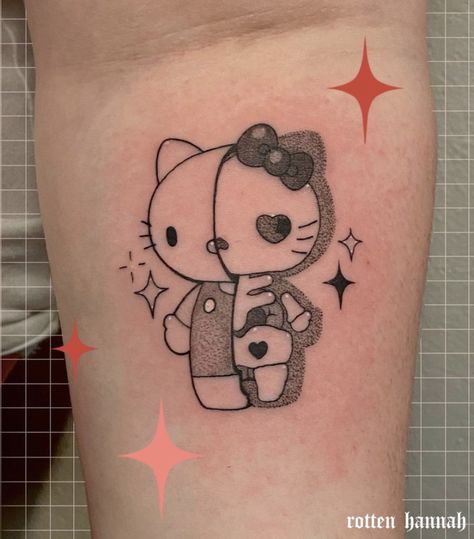 Kitty Tattoo Ideas, Hello Kitty Tattoo Ideas, Tatuaje Hello Kitty, Hello Kitty Tattoo, Anatomy Tattoo, Kitten Tattoo, Kitty Tattoo, Hello Kitty Design, Hello Kitty Tattoos