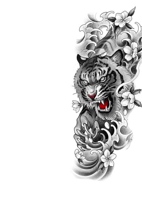 Asian Lion Tattoo, Japanese Forearm Tattoos, Japanese Lion Tattoo Design, Tiger Samurai Tattoo, Japanese Tiger Sleeve, Japan Tiger Tattoo, Samurai Tiger Tattoo, Japanese Tiger Tattoo Sleeve, Tattoo Tiger Design