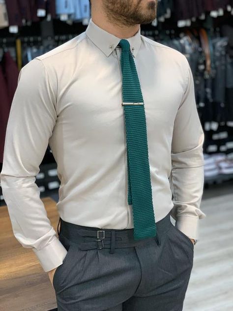 MenSuitsPage Mens Smart Casual Outfits, Mens Fashion Wear, Designer Suits For Men, African Clothing For Men, Cream Shirt, Mens Casual Dress Outfits, Fashion Suits For Men, Smart Casual Outfit, Long Sleeve Tops Casual