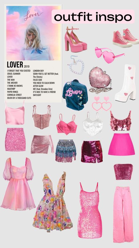 #lover #taylorswift #outfitinspo Taylor Swift Lover Dress Ideas, Things To Wear To The Eras Tour, The Ears Tour Outfits, Eras Tour Costumes Ideas, Lover Era Accessories, Eras Outfits Lover, Taylor Lover Outfits, Taylor Swift Eras Tour Lover Outfit, Taylor Swift Eras Tour Fits