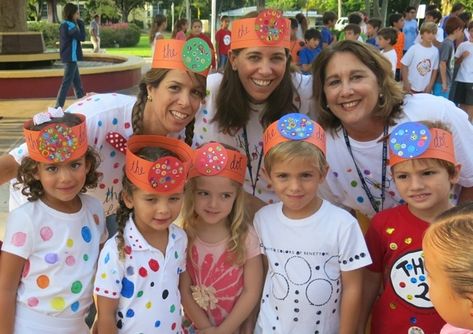 PK-4 teachers and students wear dot headbands and shirts during St. Agnes's celebration of International Dot Day. Dot Day Tshirt Ideas, Dot Day Shirt Ideas Kids Diy, Dot Day Outfit, Dot Day Shirt Ideas Kids, International Dot Day Shirt, Dot Day Shirt, Teaching Preschoolers, Teacher Projects, International Dot Day