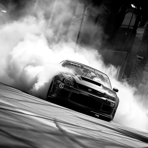 street racing car photography, black and white, drifting, smoke, race, photorealistic, film grain, 30mm photography --v 6 High Contrast Photos, Film Grain, Black Cars, Photography Black And White, Motorsport Photography, Street Racing Cars, Street Racing, Port Authority, Black Car