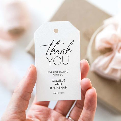 Modern Minimalist Thank you Wedding Favor Gift Tags Thank You Wedding Favors For Guests, Wedding Tags Printable, Wedding Favor Gift Tags, Wedding Favours Thank You, Wedding Welcome Bags, Wedding Tags, Wedding Favor Bags, Minimal Wedding, Wedding Favor Tags