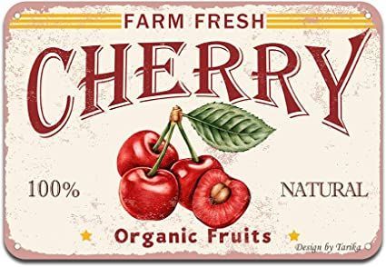 Cherry Beer, Funny Fruits, Cherry Farm, Beer Decorations, Summer Wall Decor, Fresh Cherry, Funny Fruit, Poster Painting, Retro Metal Signs