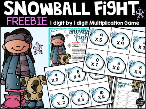 January 3rd Grade, Snowball Math, Third Grade Multiplication, Winter Math Games, Math Things, Third Grade Math Activities, Winter Math Centers, Multiplication Game, Winter Math Activities