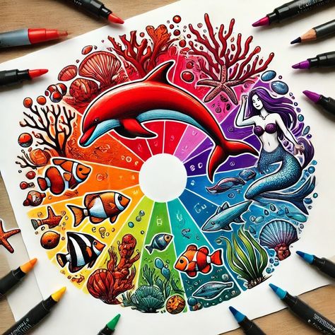 Color Wheel Art Projects High Schools, Color Wheel Art Ideas, Color Wheel Design Creative, Creative Color Wheel Projects, Color Wheel Ideas, Creative Color Wheel, Color Wheel Design, Color Wheel Art Projects, Color Wheel Projects