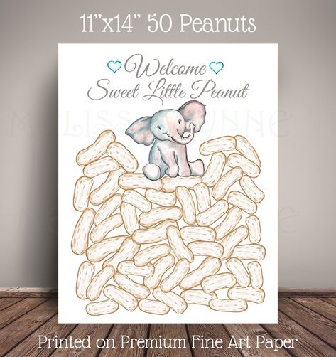 Elephant Peanut Baby Shower Guest Book Alternative - Fine Art Print, Nursery Art by MelissaWynneDesigns on Etsy Baby Elephants Art, Baby Shower Guest Book Alternative, Modern Nursery Art, Peanut Baby Shower, Elephant Nursery Art, Grey Baby Shower, Elephant Theme, Baby Shower Decorations For Boys, Watercolor Elephant