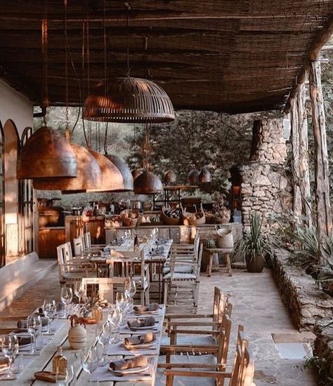 In Praise Of Shadows, Casa Cook, Stone Farmhouse, Rustic Restaurant, Hotel Lounge, Outdoor Restaurant, Restaurant Interior Design, Outdoor Dining Area, Restaurant Interior