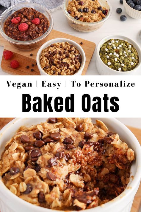 View on a few vegan baked oats. Plant Based Baked Oatmeal Recipes, Plant Based Baked Oatmeal, Vegan Oatmeal Recipes Healthy, Healthy Quick Oats Recipes, Vegan Breakfast Oats, Vegan Oatmeal Bars Breakfast, Healthy Vegan Breakfast Clean Eating, Plant Based Oatmeal Recipes, Low Cal Vegan Breakfast