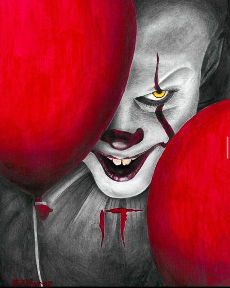 Drawing Horror Characters, Clown Horror Art, Jigsaw Drawing Horror, Michael Myers Drawing Pencil, It Movie Drawings, It The Clown Drawing, It Clown Drawing, Scary Drawing Ideas Creepy, Horror Movie Drawings Easy