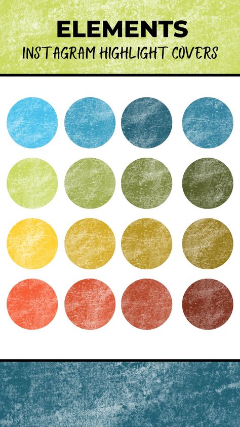 blue, green, yellow, and red textured highlight cover icons for instagram Icon Instagram Highlight, Earth Tone Color Palette, Water Icon, Brand Vision, Icon Instagram, Earth Tone Color, Air Fire, Professional Appearance, Four Elements