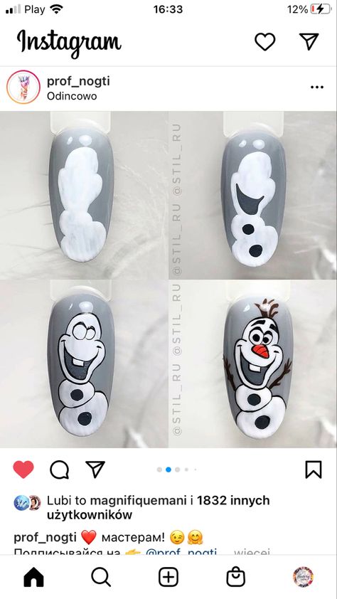 Olaf Nails, Beach Nails Art, Cartoon Nail Designs, Summer Nails Ideas, Valentines Nail, Xmas Nail Art, 2023 Nail, Unghie Sfumate, Nails Art Ideas