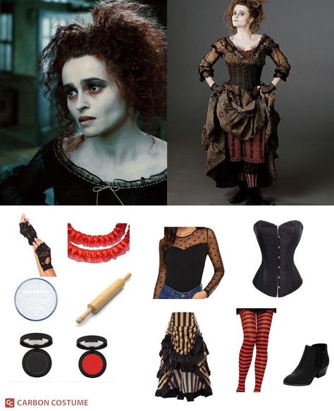 Mrs Lovett Sweeney Todd, Sweeney Todd Ms Lovett, Miss Lovett Sweeney Todd, Sweeney Todd Couple Costume, Sweeney Todd Mrs Lovett Costume, Sweeney Todd Inspired Outfit, Mrs Lovett Costume Diy, Sweeney Todd Costume Female, Sweeney Todd Halloween Costumes