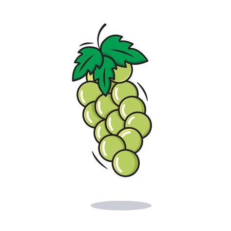 Grapes Illustration, Grape Illustration, Grapes Fruit, Fruit Icons, Green Grapes, Cartoon Style, Cartoon Styles, Vector Art, Grapes