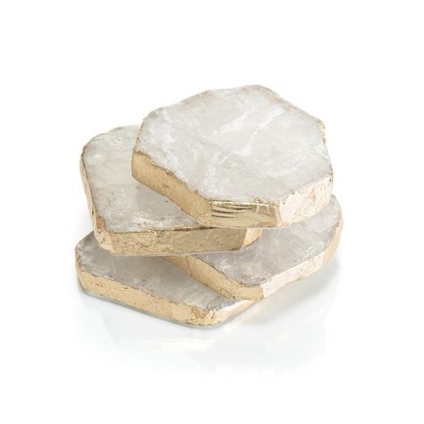 JRA-11048S4 | SET OF FOUR SELENITE COASTERS Crystal Coasters, John Richard Collection, Agate Coasters, Food Storage Boxes, John Richard, Cup With Straw, Table Top Decor, Outdoor Pillows, Hostess Gifts