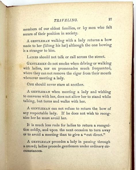 Act Like a Lady 😘💋 I have a fascination with old beauty and etiquette books as a bit of tongue in cheek humor! 📚✨ I love exploring the rules women once followed to be considered “ladylike” and attractive. Some advice is practical, but others offer downright ridiculous tips. Swipe for some fun excerpts from beauty and etiquette books I’ve sold before. Enjoy! 💁🏻‍♀️✨ #VintageCharm #Etiquette #BeautyTips #beauty #vintage #vintagefashion #justgirlythings #advice #VintageStyle #FashionHistor... Feminine Etiquette, Etiquette Books, Etiquette For A Lady, Ettiquette For A Lady, Lady Rules, Proper Etiquette, Old Beauty, Well Mannered, Act Like A Lady