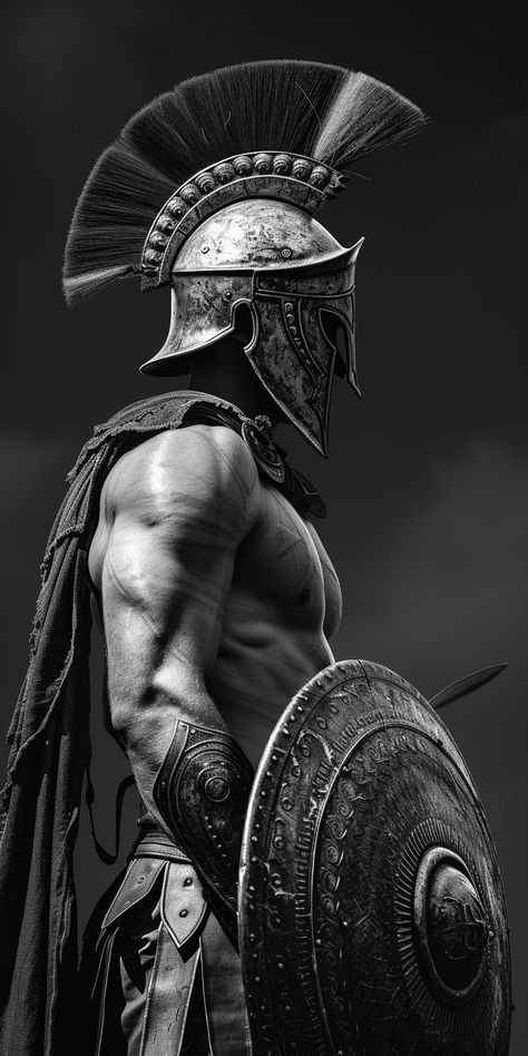 Gladiator Painting, Gladiator Art, Greek Soldier, Photoshop Training, Become A Better Person, Ancient Roman Art, Roman Centurion, Spartan Tattoo, Warrior Drawing