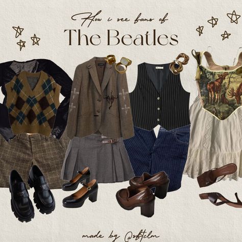 The Beatles Aesthetic Outfits, Outfits Inspired By The Beatles, Beatles Aesthetic Outfit, The Beatles Outfit Ideas, Beatles Outfit, Academia Aesthetic Outfit, Fits Aesthetic, Casual Outfit Inspiration, Cute Comfy Outfits