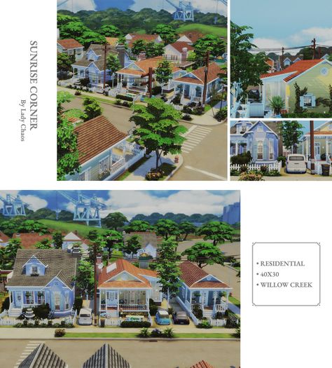 Sims 4 Willow Creek, The Sims 4 Lots, Maxis Match Cc, Willow Creek, Three Houses, Sims 4 Houses, Maxis Match, The Sims, Sims 4