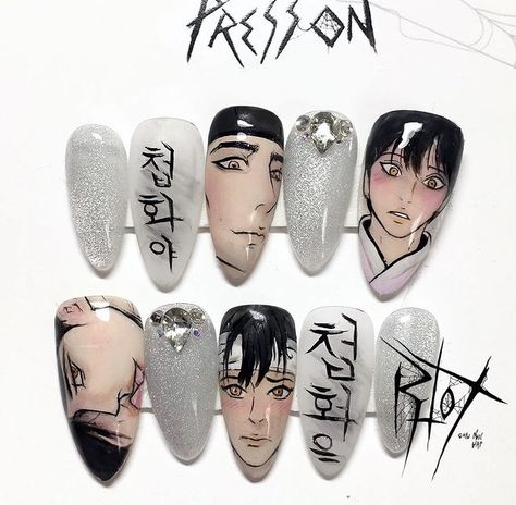 Idol Nails, Pintor Nocturno, Black Nails With Glitter, Nail Store, Maroon Nails, Art Deco Nails, Asian Nails, Anime Nails, Classy Acrylic Nails