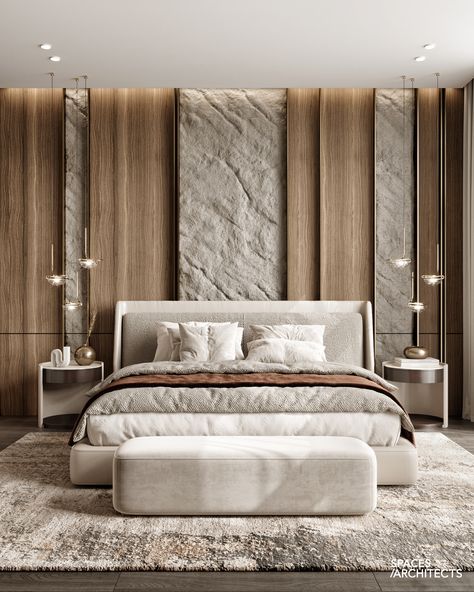 Elegant Master Suite :: Behance Bedroom Modern Contemporary Design, Luxury Master Suite Design, Contemporary Master Suite, Main Bedroom Designs Master Suite, Modern Tropical Bedroom Design, Modern Luxury Bedroom Master Suite Interior Design, Double Height Bedroom, Masters Bedroom Modern, Modern Bed Wall