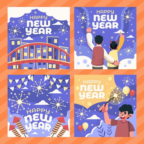 New Year Layout Design, New Year Poster Design Ideas 2024, Celebration Design Poster, Happy New Year Design Poster, New Year Pubmat, New Year Card Design Ideas, New Years Poster Design, Happy New Year Design Graphics, New Years Graphic Design