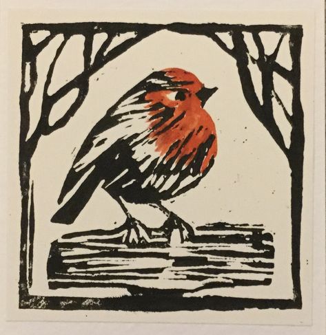 Birds Lino Print, Lino Print Robin, Linocut Prints Birds, Robin Lino Print, Linocut Robin, Robin Linocut, Lino Cut Ideas, Linocut Animals, Lino Cut Art