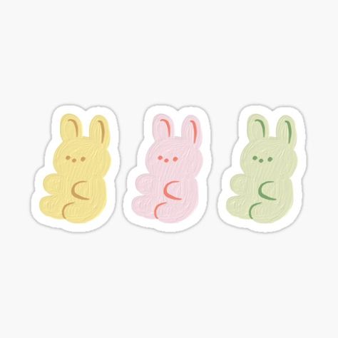 "Pastel Paint Texture Peeps Trio" Sticker for Sale by arieweis1019 Marshmallow Bunnies, Pastel Paint, Marshmallow Bunny, Green Rabbit, Paint Texture, Marshmallow Pops, Cute Stationary, Bunny Designs, Coloring Stickers