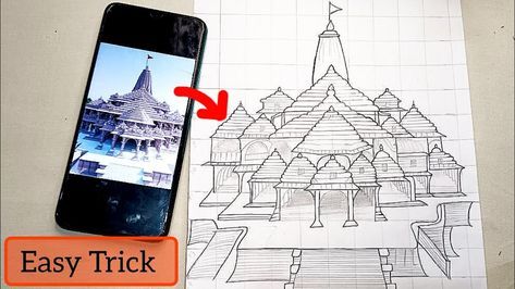 Mandir Drawing, Ram Ji Drawing, Ayodhya Mandir, Ram Ji, Simple Tricks, New Video, Ram, It Works, Drawings