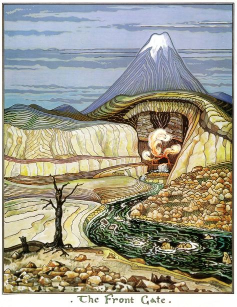 Talk about my inspiration: Tolkien's own illustrations for the Hobbit Tolkien Artwork, Tolkien Illustration, J.r.r. Tolkien, John Howe, Middle Earth Art, Tolkien Books, Tolkien Art, Lotr Art, Front Gate