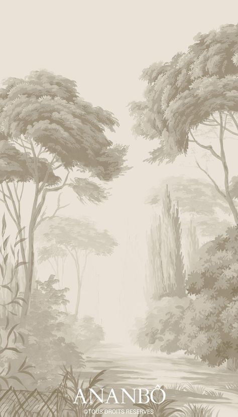 Ananbo Wallpaper, Panoramic Wallpaper, Scenic Wallpaper, Theme Wall, Chinoiserie Wallpaper, Olive Trees, Tree Wallpaper, Jungle Theme, Mural Art