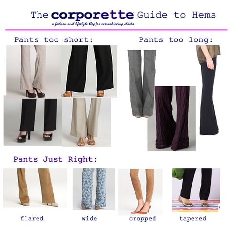 What is the proper hem length for women's pants? And how do you hem your pants if you commute in shoes other than heels? Pants Outfits, How To Hem Pants, Professional Attire, Summer Pants, Comfortable Heels, Pantalon Large, Dress For Success, Working Woman, Work Clothes