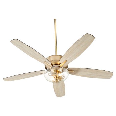 Gold Ceiling Fan, Brass Ceiling Fan, Bedroom Fan, Quorum Lighting, Ceiling Fan Bedroom, 52 Inch Ceiling Fan, Bowl Light, Living Room Ceiling, Led Ceiling Fan