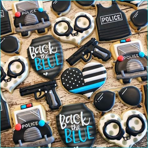 Police Graduation Party, Police Cupcakes, Police Cookies, Police Academy Graduation Party, Academy Graduation Party, Police Cakes, Police Retirement Party, Police Appreciation, Police Birthday Party